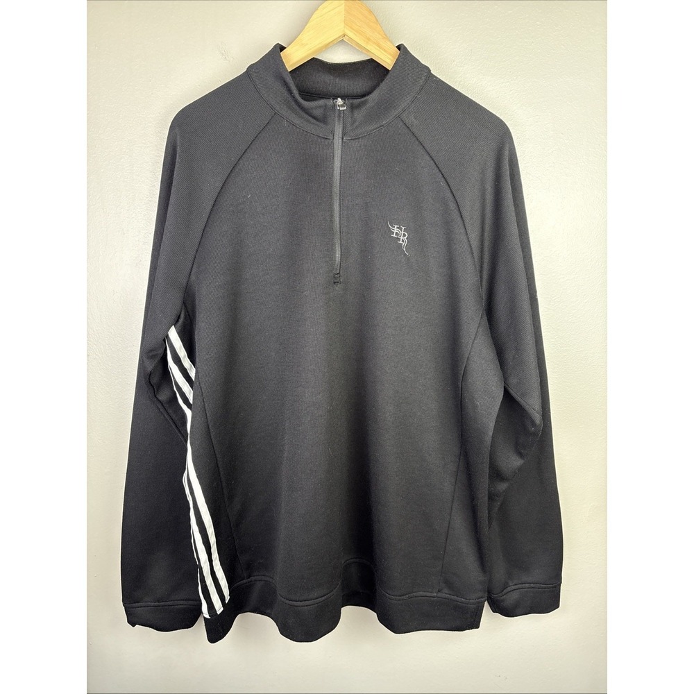 Adidas 1/4 Zip Golf Long Sleeve Jacket Size Large Black Hawks Ridge Preppy
